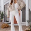 Day By Day Faux Fur Cropped Jacket Beige