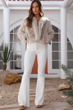 Day By Day Faux Fur Cropped Jacket Beige
