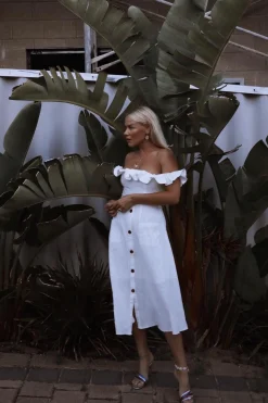 Deep End Midi Dress White