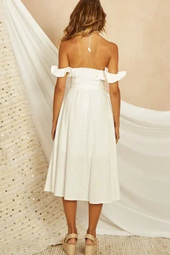Deep End Midi Dress White