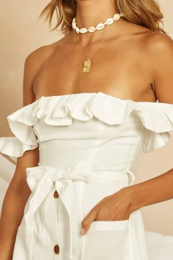 Deep End Midi Dress White