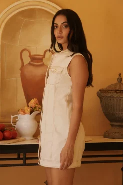 Desert Muse Denim Mini Dress Cream