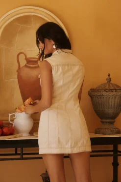 Desert Muse Denim Mini Dress Cream