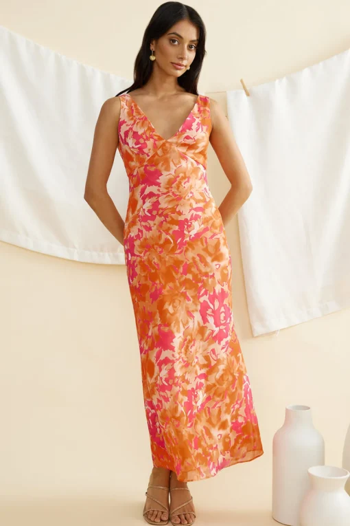 Dessert First Maxi Dress Orange