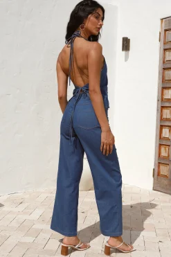 Dirt Bike Halter Top Denim