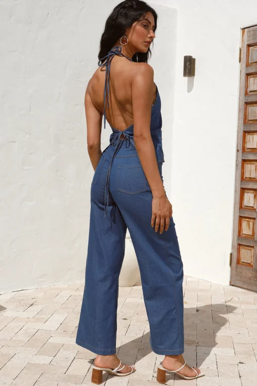 Dirt Bike Halter Top Denim