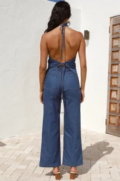 Dirt Bike Halter Top Denim