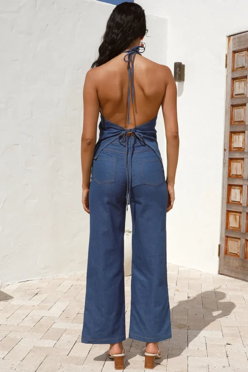 Dirt Bike Halter Top Denim