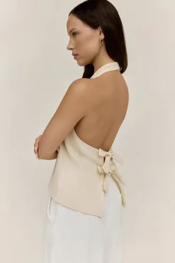 Dreamer Linen Halter Top Oatmeal