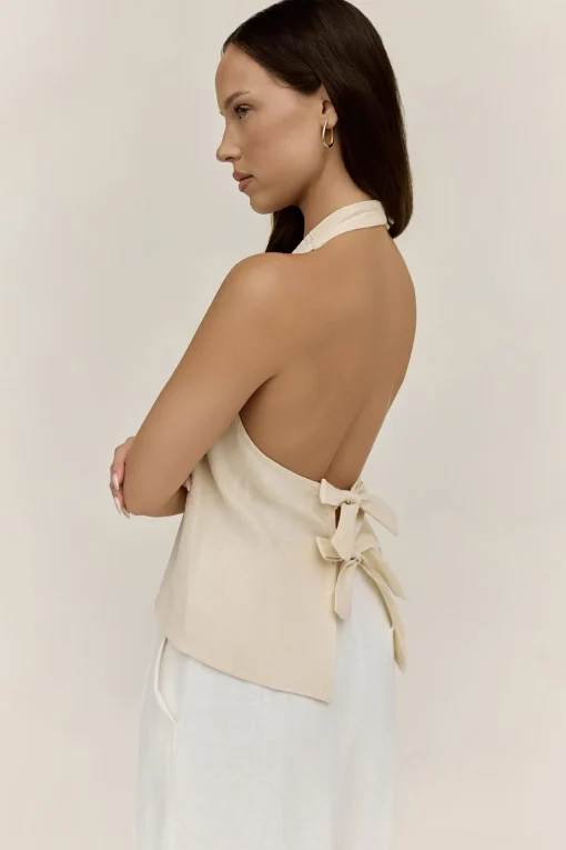 Dreamer Linen Halter Top Oatmeal