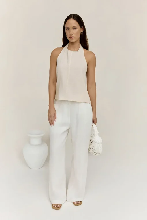 Dreamer Linen Halter Top Oatmeal