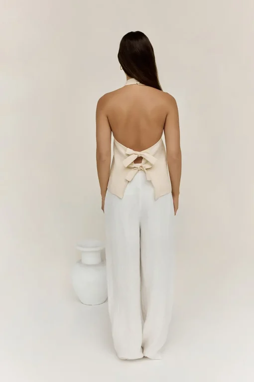 Dreamer Linen Halter Top Oatmeal