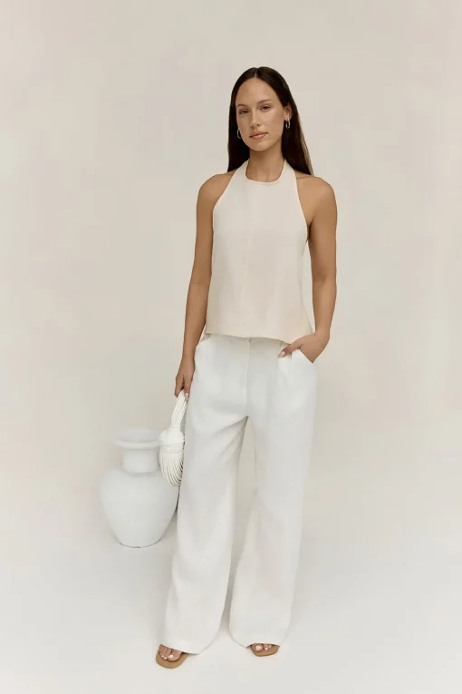 Dreamer Linen Halter Top Oatmeal