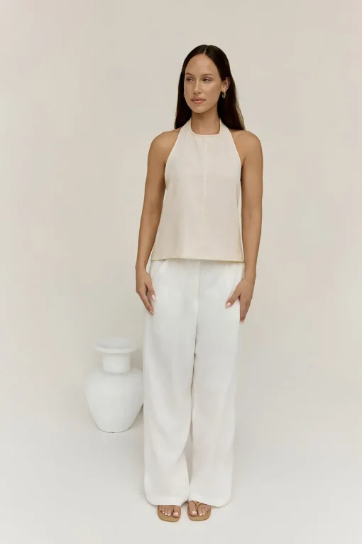 Dreamer Linen Halter Top Oatmeal