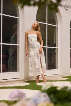 Enchanted Elegance Strapless Maxi Dress in Butter