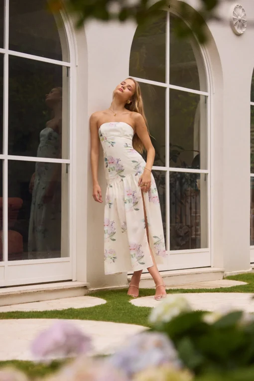 Enchanted Elegance Strapless Maxi Dress in Butter