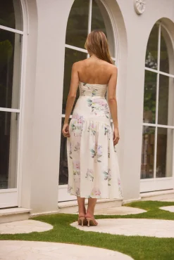 Enchanted Elegance Strapless Maxi Dress in Butter