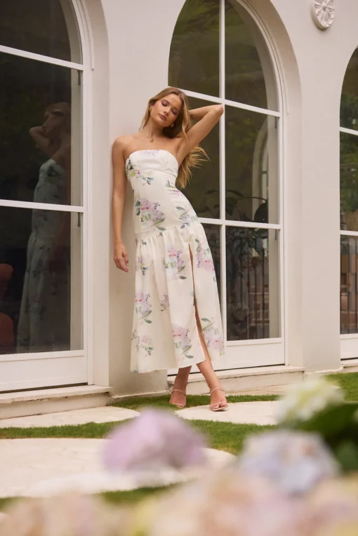 Enchanted Elegance Strapless Maxi Dress in Butter