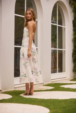 Enchanted Elegance Strapless Maxi Dress in Butter