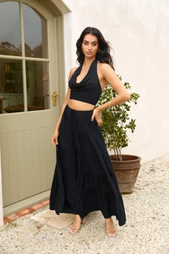 Fancy Evenings Halter Top Black