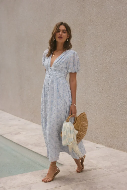 Floral Dreams Maxi Dress Blue
