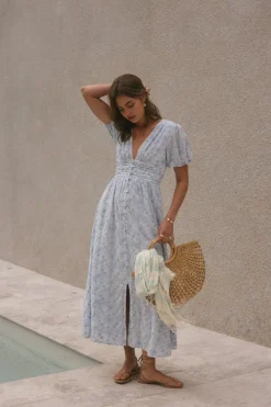 Floral Dreams Maxi Dress Blue