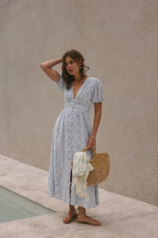 Floral Dreams Maxi Dress Blue