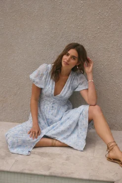Floral Dreams Maxi Dress Blue