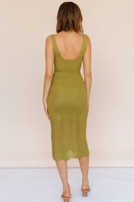 Flowing In Between Midi Dress Olive