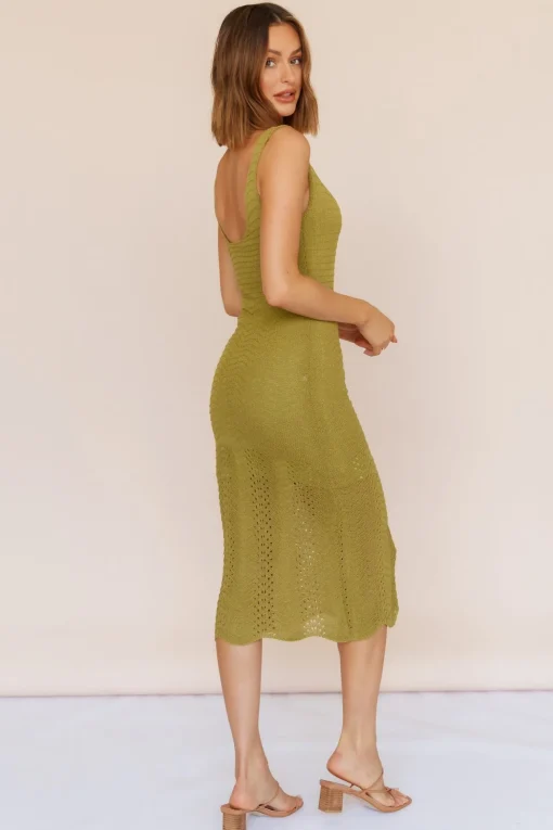 Flowing In Between Midi Dress Olive