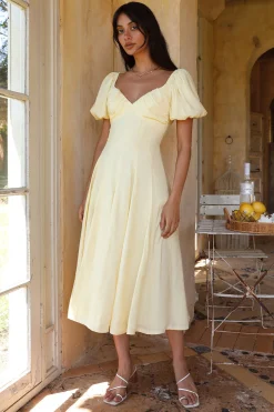 Force of Habit Midi Dress Yellow