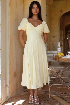 Force of Habit Midi Dress Yellow