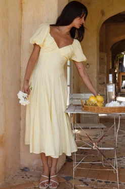 Force of Habit Midi Dress Yellow