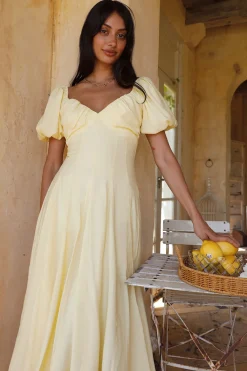 Force of Habit Midi Dress Yellow