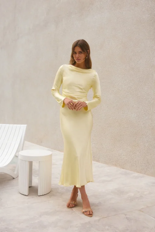 Forget Me Not Satin Maxi Dress Butter
