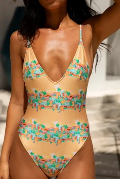 FORTUNATE ONE Santorini Swim One Piece Casablanca Print