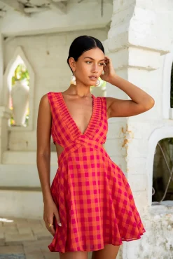 FORTUNATE ONE Sunset Picnic Mini Dress Pink
