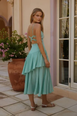 Garden Fairy Midi Dress Green