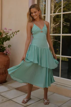 Garden Fairy Midi Dress Green