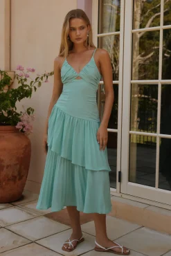 Garden Fairy Midi Dress Green