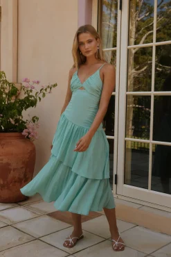 Garden Fairy Midi Dress Green