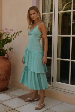 Garden Fairy Midi Dress Green