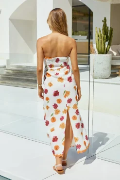 Garden Girl Strapless Maxi Dress Orange