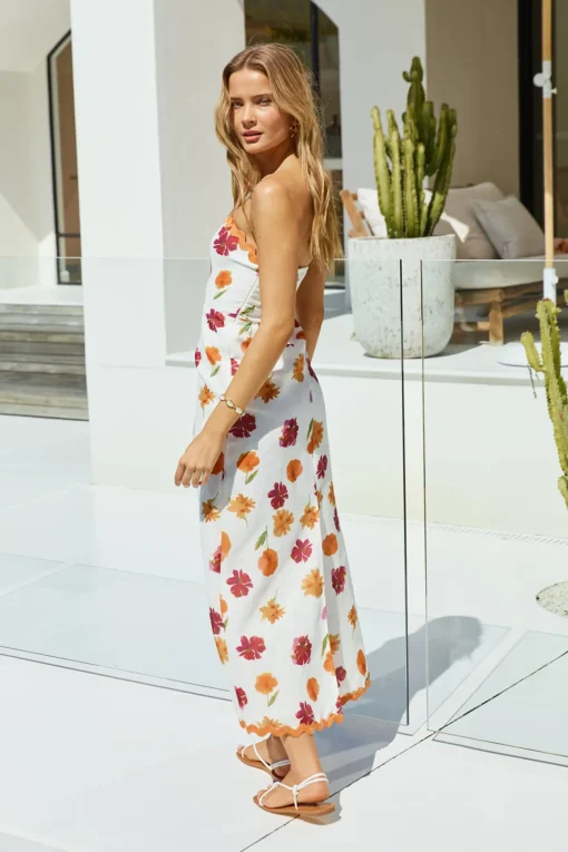 Garden Girl Strapless Maxi Dress Orange