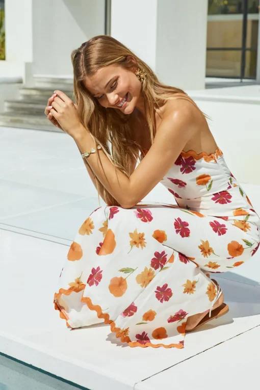 Garden Girl Strapless Maxi Dress Orange