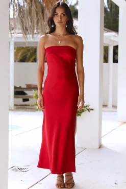 Gleam In Gold Maxi Dress Red