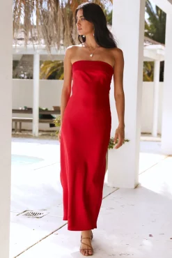 Gleam In Gold Maxi Dress Red
