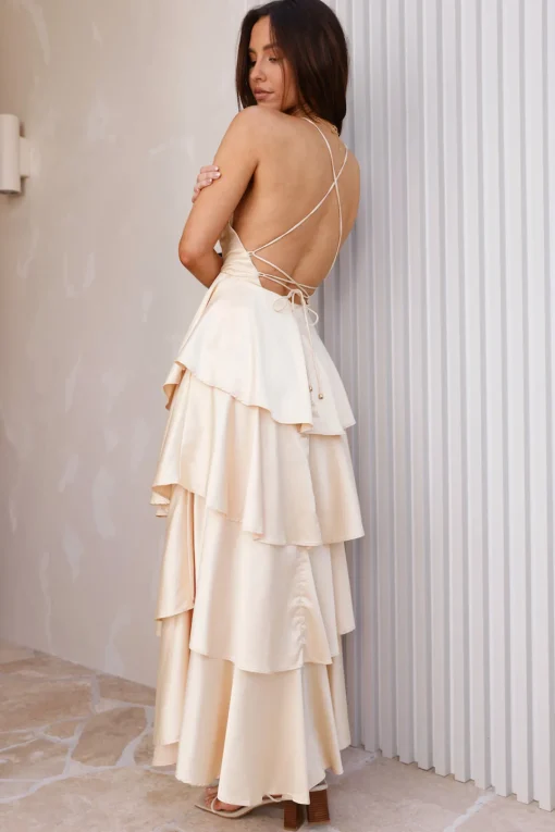 Golden Age Satin Maxi Dress Yellow