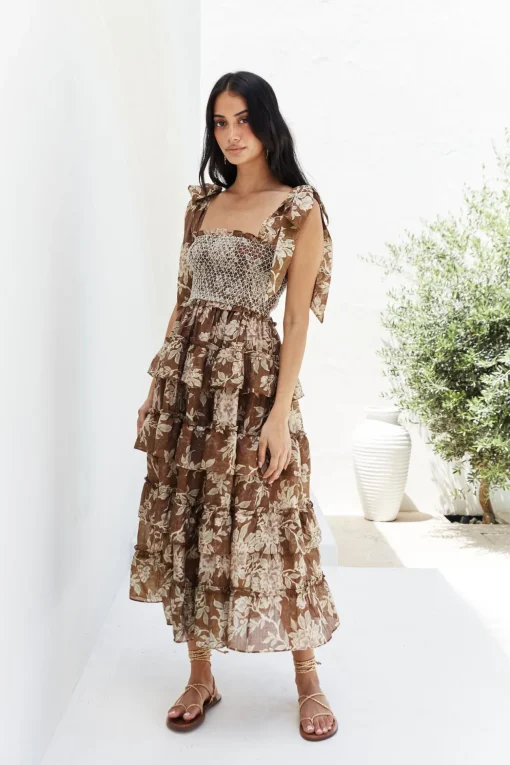 Gypsy Heart Maxi Dress Brown