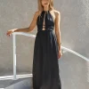Happy Hour Halter Maxi Dress Black